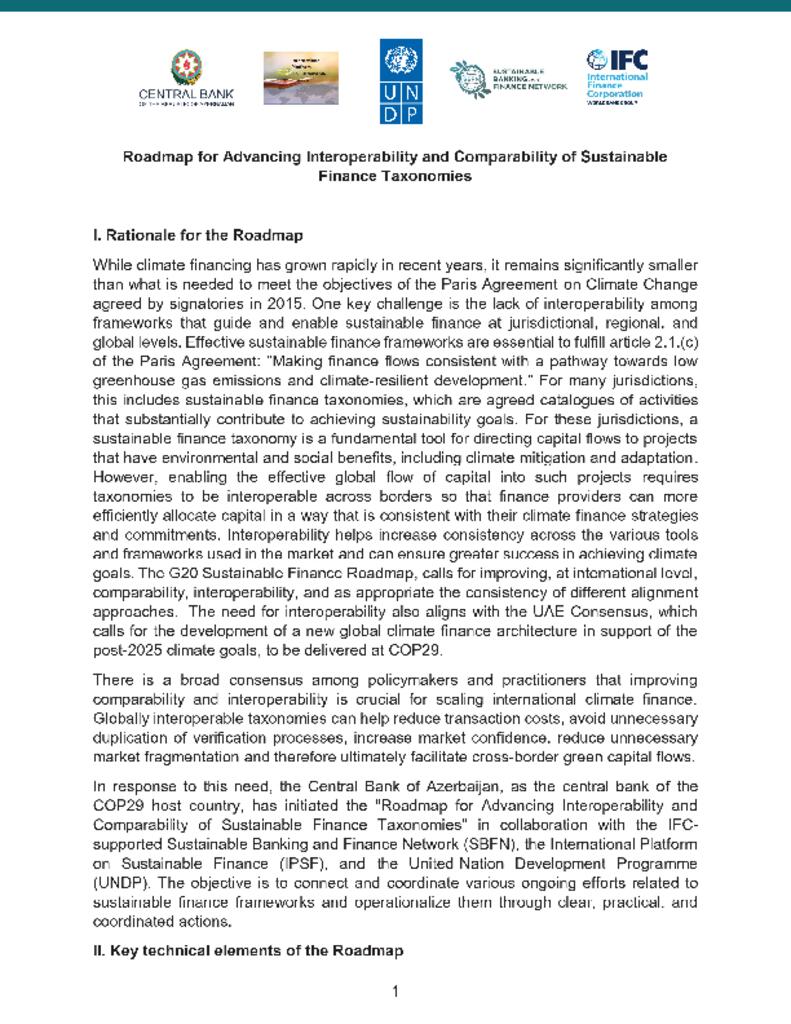 Hoja de ruta para avanzar en la interoperabilidad y comparabilidad de las taxonomías de finanzas