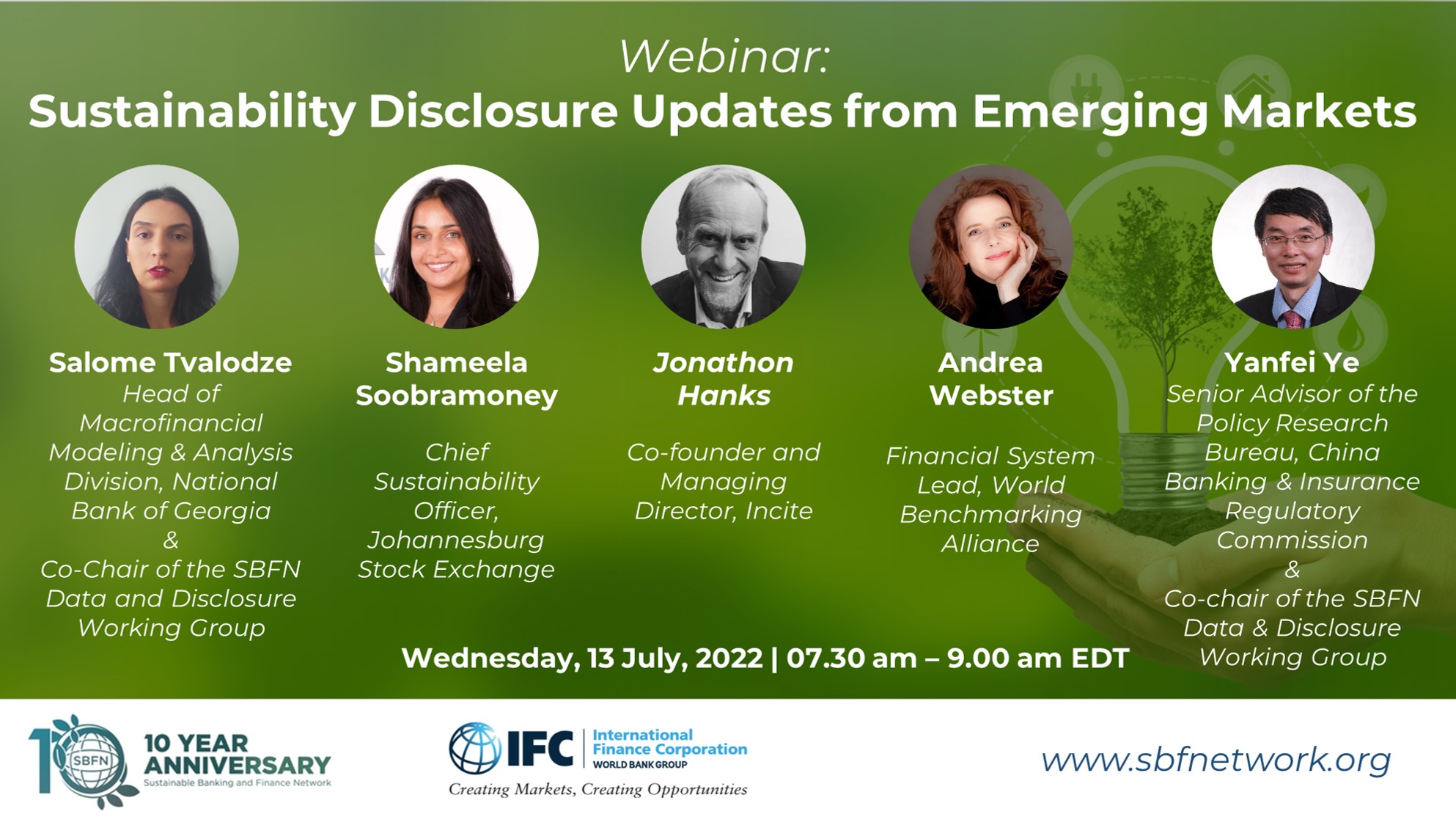 SBFN Sustainability Disclosure Webinar 13 July 2022 Speaker Informaton
